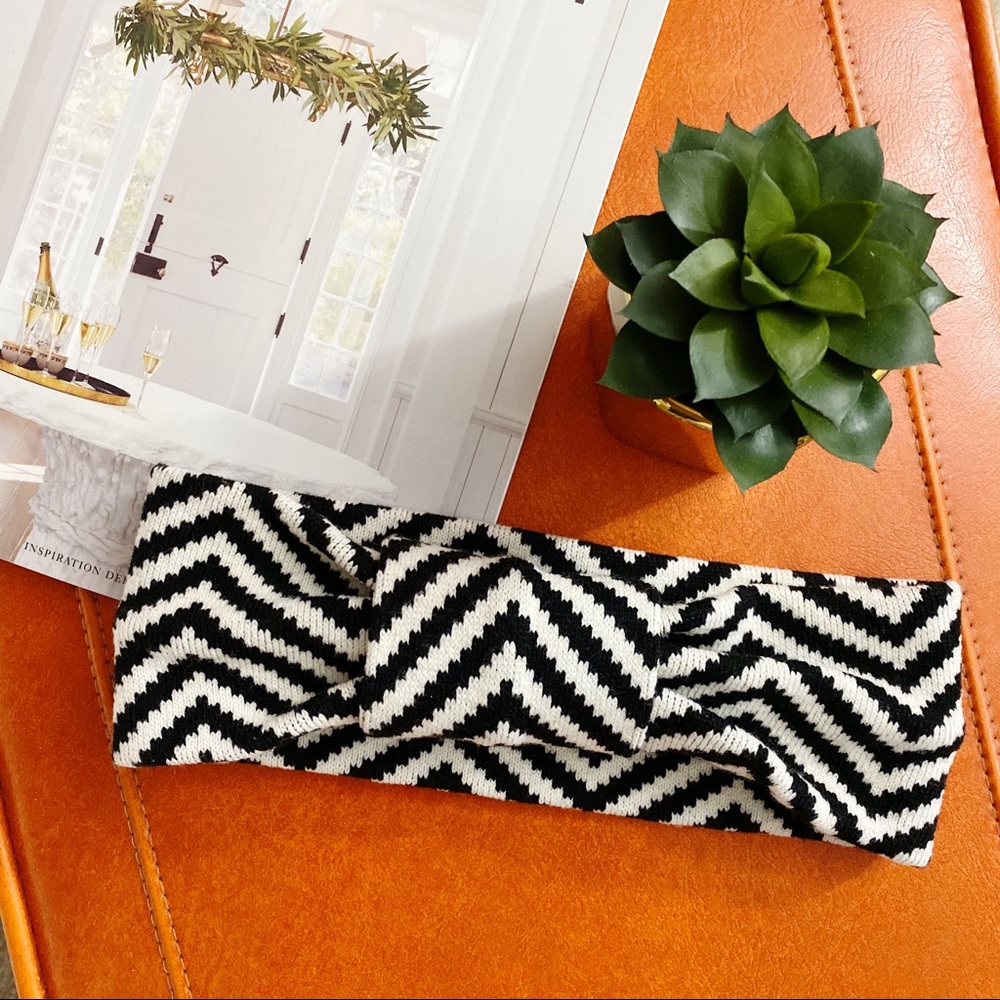 Womens Herringbone Bow Ear Warmer Band